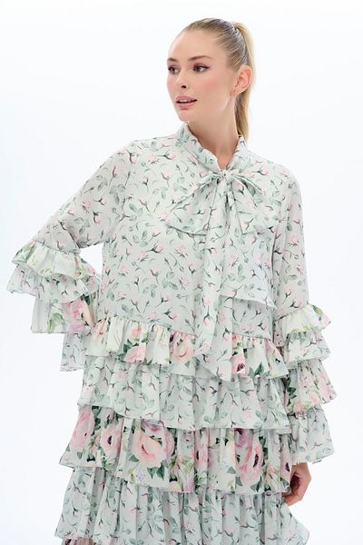 miha Hicran Önal Patterned Layered Dress Mint