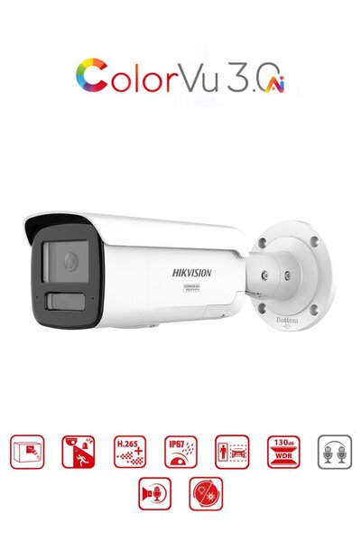 Hikvision DS-2CD2T47G3-LIS2UY/SL - 4M ColorVu + Smart Hybrid Bullet Network K...