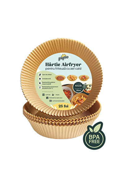 PAPRO Set 25foi hartie pentru Air Fryer/cuptor/cuptor cu microunde, 20x20x4.5...
