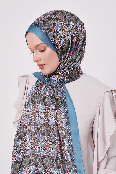 Levidor Turquoise Reflection Pattern Indian Silk Shawl