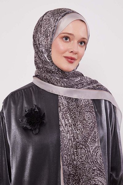 Levidor Beige Mixed Pattern Indian Silk Shawl