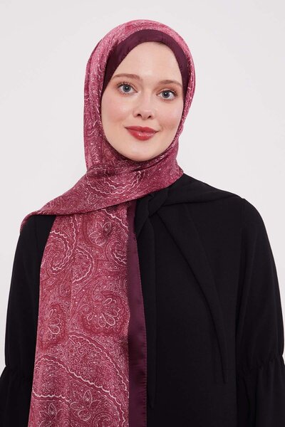 Levidor Burgundy Authentic Pattern Indian Silk Shawl