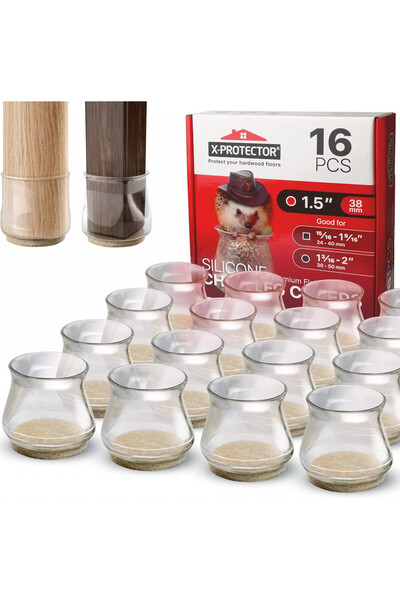 X-Protector Set of 16 furniture leg protectors, silicone/felt, beige, 30-45 mm