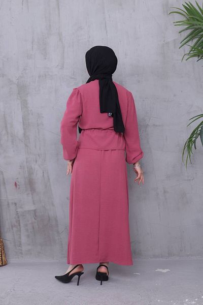 Monchoix Women's Waist Adjustable Ayrobin Fabric Shirt Skirt Double Hijab Suit