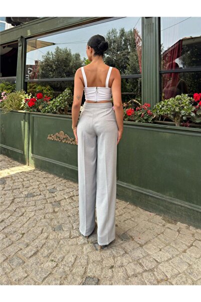 WeShaya Сірі бавовняні штани з рівними штанинами