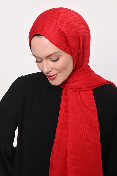 Levidor Red Drop Pattern Blue Jacquard Shawl