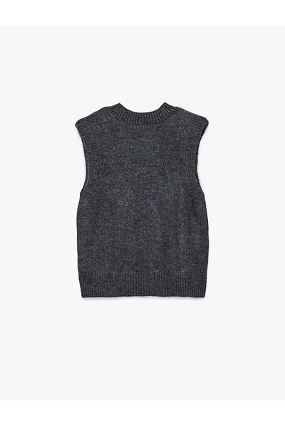 Koton Sleeveless Stand Collar Textured Knitwear Sweater