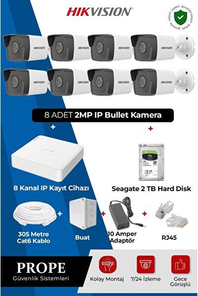 Hikvision 8 KAMERALI BULLET IP FULL SİSTEM PAKETİ