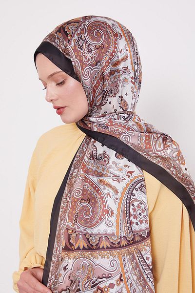 Levidor Black-Brown Mixed Desenal Indian Silk Shawl