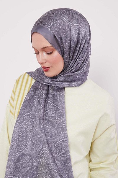 Levidor Silver Authentic Pattern Indian Silk Shawl