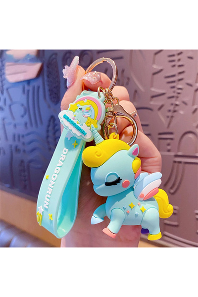 FG KONNİCHİWA Cartoon Cute Rainbow Horse Unicorn Keychain Exquisite Doll Couple Bag Pendant Car Keychain