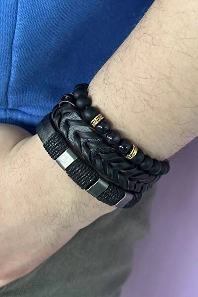 Mutenaura Multi-Leather Men's Bracelet with Metal Detail