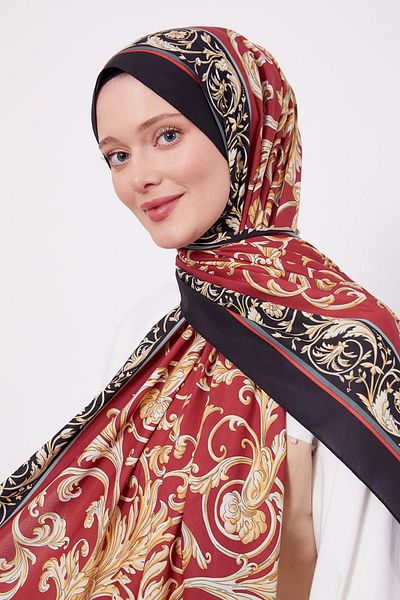 Levidor Black-Red Foil Pattern Love Shawl