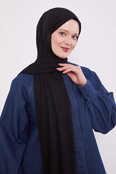 Levidor Black Abstract Tulip Pattern Jacquard Capri Shawl