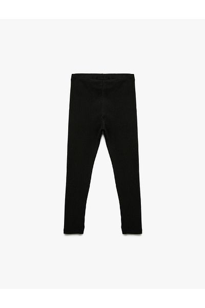 Koton Cotton Ribbed Basic Long Leggings with Elastic Waist
