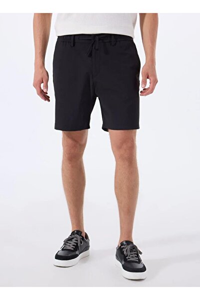 GMG FIRENZE Μαύρο ανδρικό ελαστικό σορτς μέσης εφαρμοστό GU25MSS09021