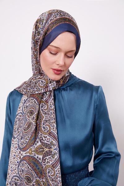 Levidor Denim Blue Marbled Indian Silk Shawl