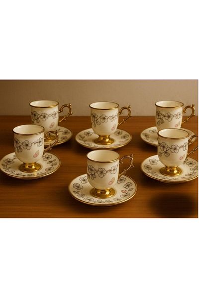 Paçi 6 Person Porcelain Coffee Cup Set