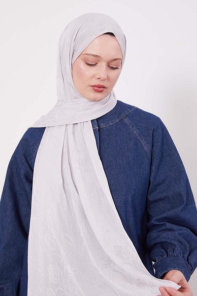 Levidor Silver Abstract Tulip Pattern Jacquard Capri Shawl