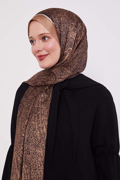Levidor Camel Mixed Pattern Indian Silk Shawl