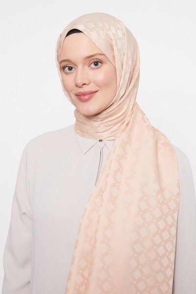 Levidor Salmon Square Transitional Pattern Blue Jacquard Shawl