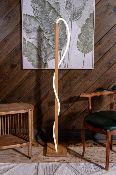 woodbaba Lathe Açık Ceviz Masif Ahşap Lambader 150 cm | İskandinav Minimal Tasarım