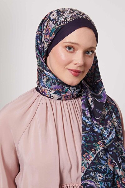 Levidor Mor Soyut Çiçek Desen Love Şal