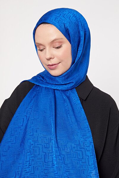 Levidor albastru cobalt șal jacquard cu model cirilic Janjan