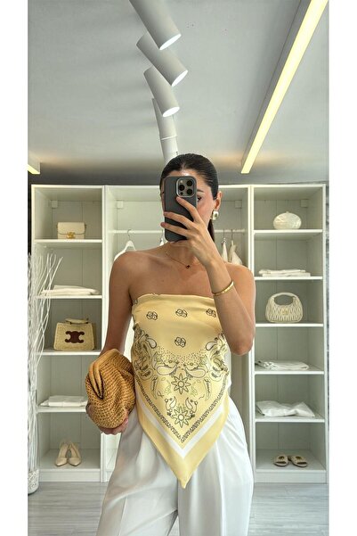 LUUNA STORE ΜΠΛΟΥΖΑ ΜΕ ΣΧΕΔΙΑ ΣΑΤΕΝ ΜΕ ΣΧΕΔΙΑ ΚΑΙ ΣΤΟΛΙΔΙΑ - ΚΙΤΡΙΝΟ