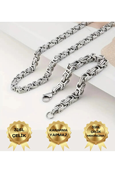 Açıkmeşe Ev Yaşam Ürünleri Unısex Paslanmaz Çelik Gümüş Renk Kral Kolye