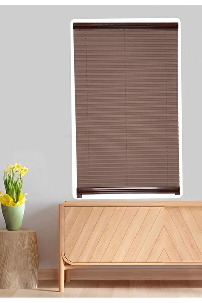 Madame Dower Karamel Kahve Plise Perde Katlanır PVC Pencere ve Cam Balkon Per...