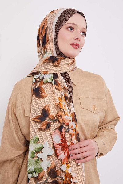 Levidor Orange Zigzag Cotton Shawl