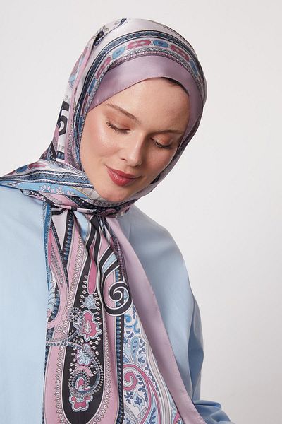 Levidor Powder Edge Geometric Pattern Indian Silk Shawl