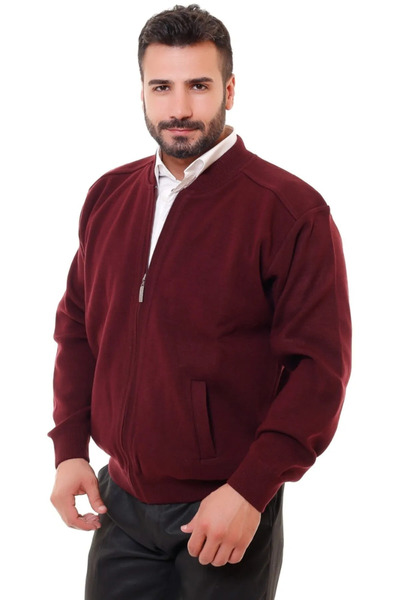 DostumGiyim سترة رجالية منسوجة بسحاب وبطانة شبكية فولاذية، مقاس كبير، معطف تر...