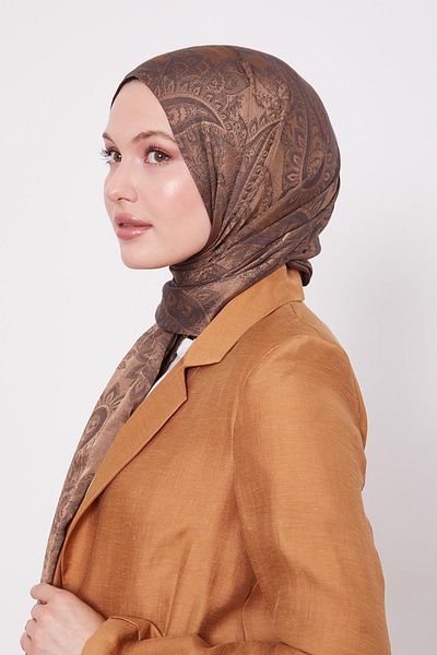 Levidor Bitter Brown Ethnic Pattern Italian Jacquard Shawl