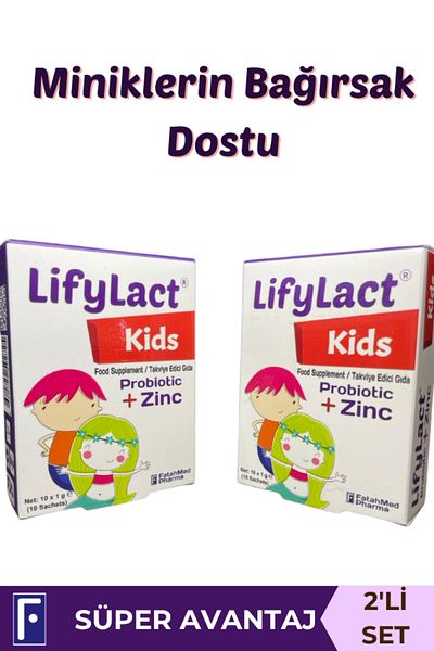 LifyLact Kids Probiotics, Prebiotic Sachet, Zinc, Advantage Pack of 2