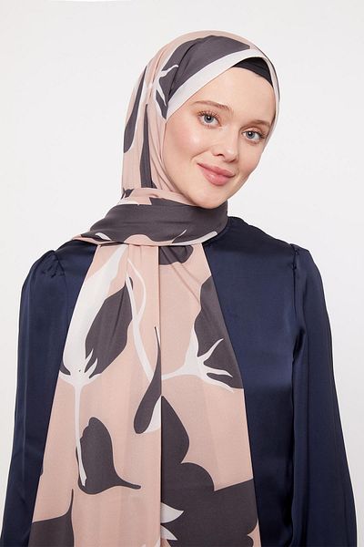 Levidor Milk Coffee Abstract Floral Patterned Elegance Shawl