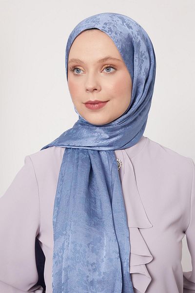 Levidor Blue Flower Pattern Italian Jacquard Shawl
