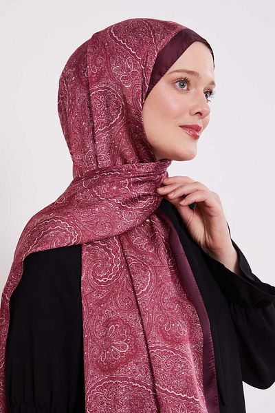 Levidor Burgundy Authentic Pattern Indian Silk Shawl