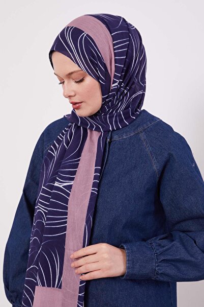 Levidor K.Lacivert Tropikal Pamuklu Şal