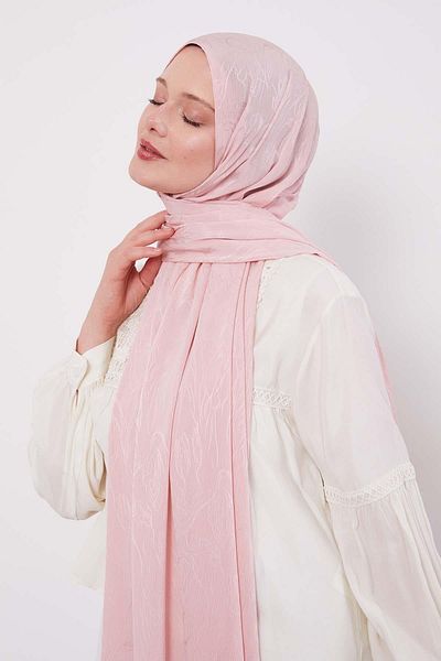 Levidor A.Pink Abstract Tulip Pattern Jacquard Capri Shawl