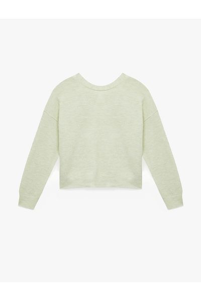 Koton Long Sleeve Crew Neck Knit Sweater with Bow Detail on the Back