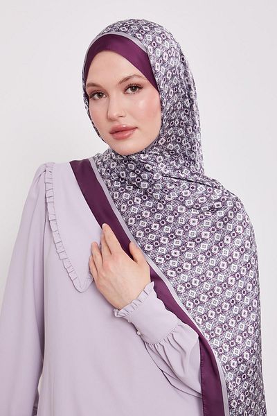 Levidor Purple Square Pattern Indian Silk Shawl