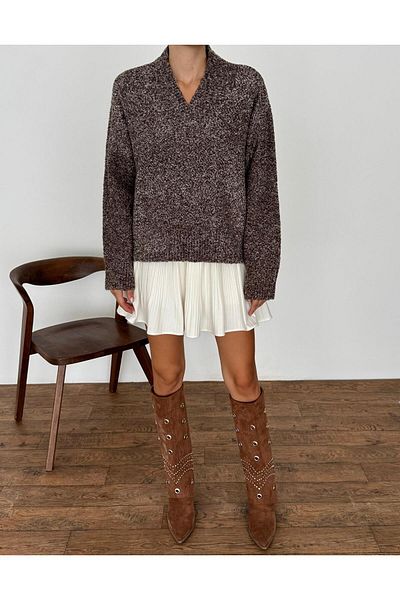 fujya Women's V-Neck Knitwear Sweater