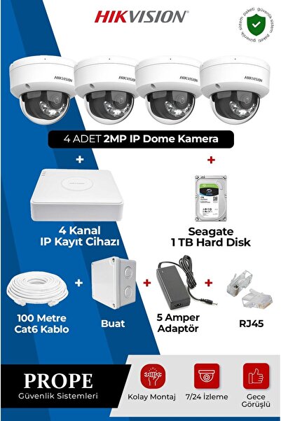 Hikvision DS-2CD1121G2-LIUF 4 Kameralı Dome Full Ip Sistem Paketi