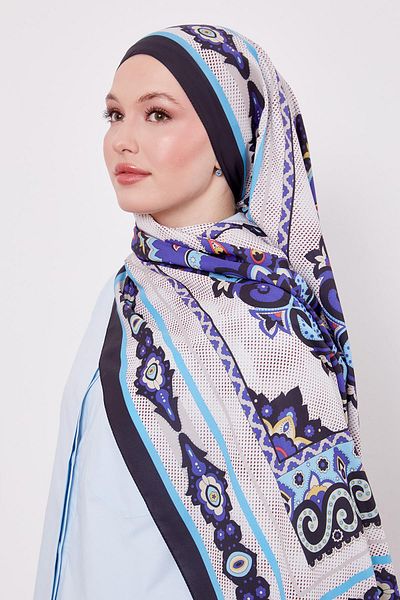 Levidor Black-Blue Edge Speckle Pattern Indian Silk Shawl