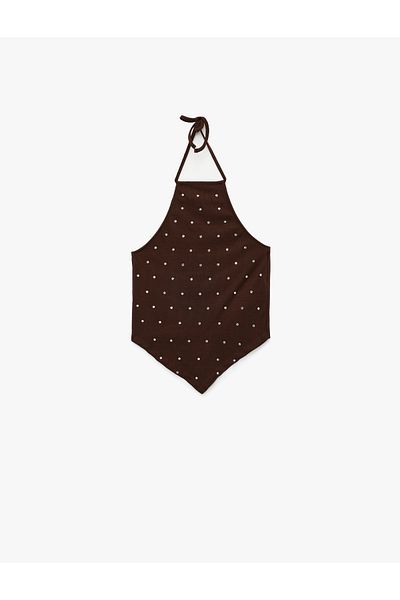 Koton Bluză cu guler fără mâneci, cu decolteu asimetric, slim fit, cu detaliu de piatră