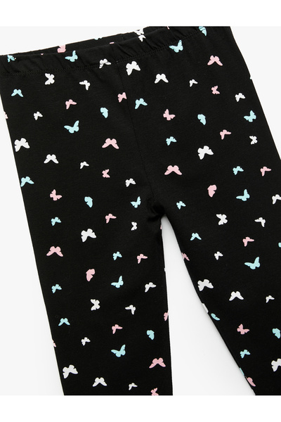 Koton Pamuklu Beli Lastikli Kelebek Baskılı Uzun Tayt