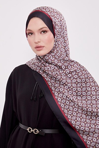 Levidor Μαύρο-κόκκινο τετράγωνο μοτίβο ινδικό μεταξωτό σάλι