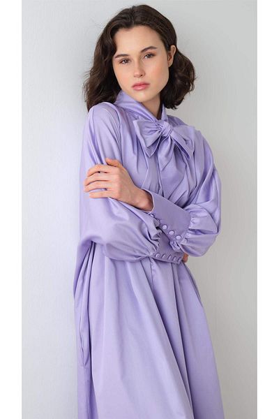 miha Hicran Önal Poplin Shirt Dress Lilac